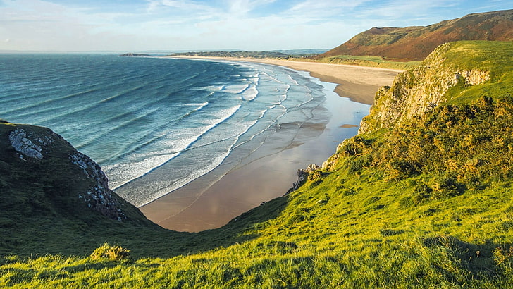 gower, mermaid wall, national trust rhossili and south gower coast, HD wallpaper