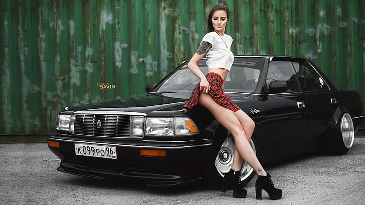 Evgeniy Savin, model, women, brunette, closed eyes, T-shirt, HD wallpaper