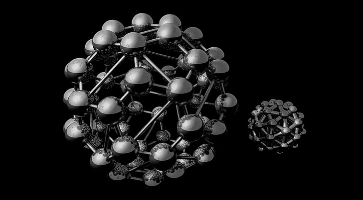 Buckminsterfullerene Model, Artistic, 3D, Balls, Structure, Atomic