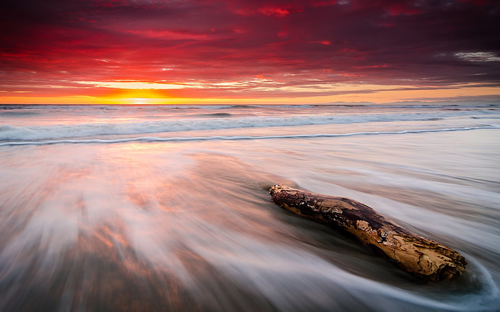 Leithfield beach sunset-High Quality HD Wallpaper, water, sky