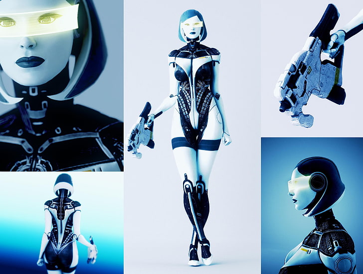 robot, Mass Effect 3, collage, video games, EDI, human representation, HD wallpaper