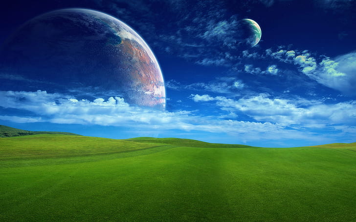 field, grass, planet, HD wallpaper