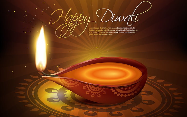 Diwali 4K, brown and multicolored Happy Diwali wallpaper, Festivals / Holidays, HD wallpaper