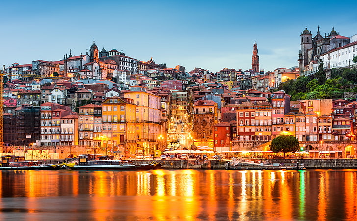 Douro River, Porto, Portugal HD Wallpaper, white boat, Europe
