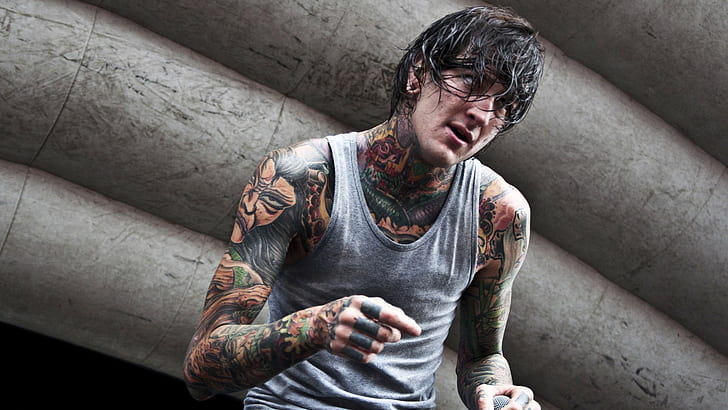suicide silence mitch lucker, tattoo, one person, adult, individuality, HD wallpaper