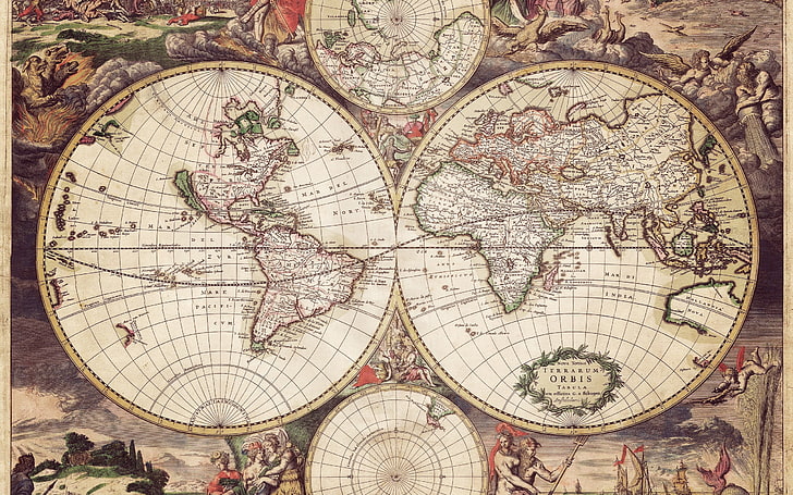 old world map painting, Old map, antique, old-fashioned, cartography, HD wallpaper