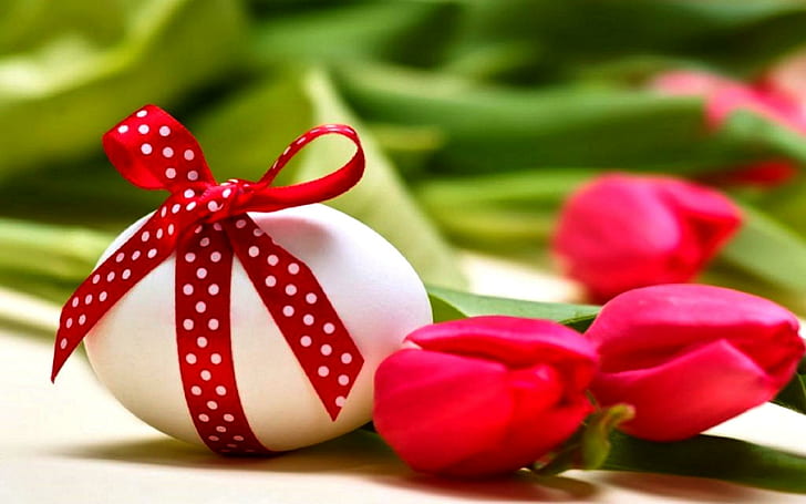 Easter Holidays, flower, tulips, eggs, flowers, 3d and abstract, HD wallpaper