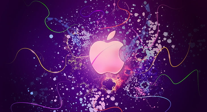 Abstract Apple, multicolored Apple logo, Computers, Mac, no people