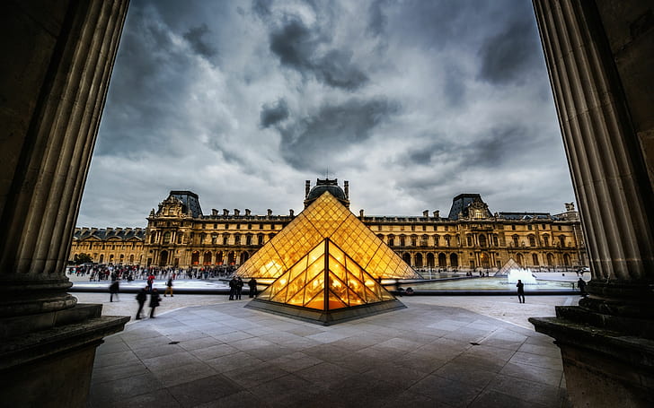 The Louvre Louvre Pyramid Buildings Paris HD, architecture, HD wallpaper