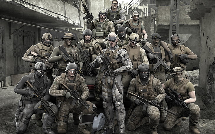 soldiers animated digital wallpaper, Weapons, Solid Snake, Metal Gear, HD wallpaper