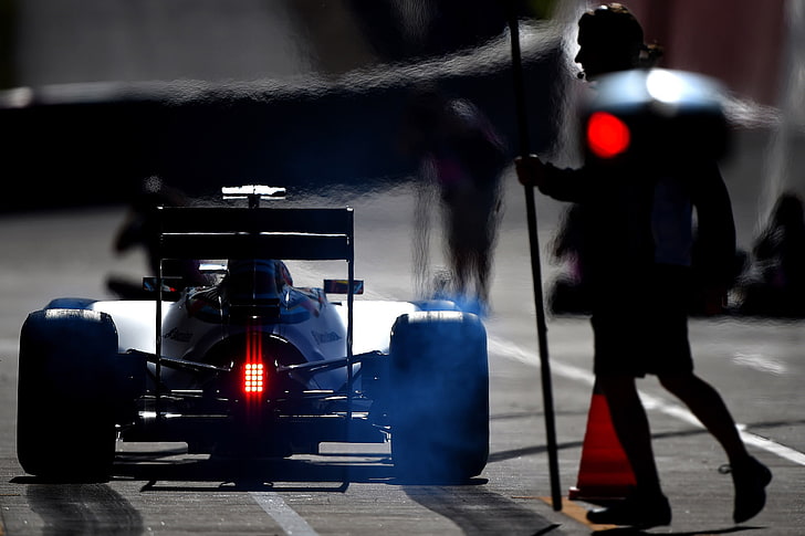 Formula 1, car, race cars, dark, lights, vehicle, heat, sport, HD wallpaper