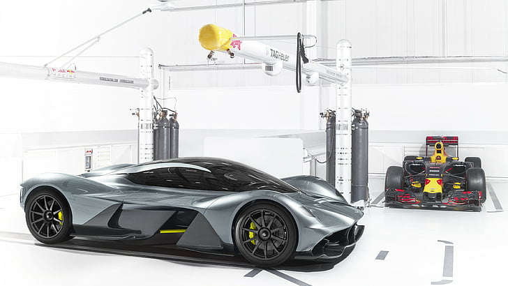 gray sports car on auto shop, Aston Martin AM-RB 001, Red Bull