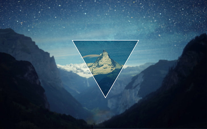 gray mountain, polyscape, landscape, triangle, mountains, digital art
