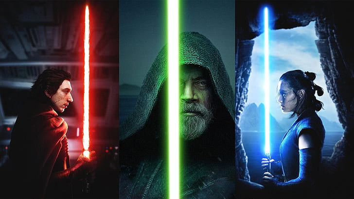 Star Wars, Star Wars: The Last Jedi, Adam Driver, Blue Lightsaber, HD wallpaper