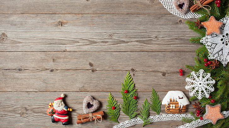 christmas decoration, wooden, cookies, gingerbread, HD wallpaper