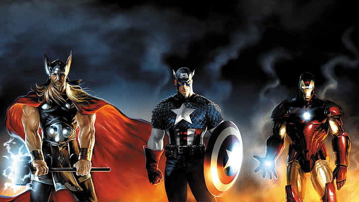 Avengers Thor Captain America Iron Man HD, thor captain america and iron man wallpaper