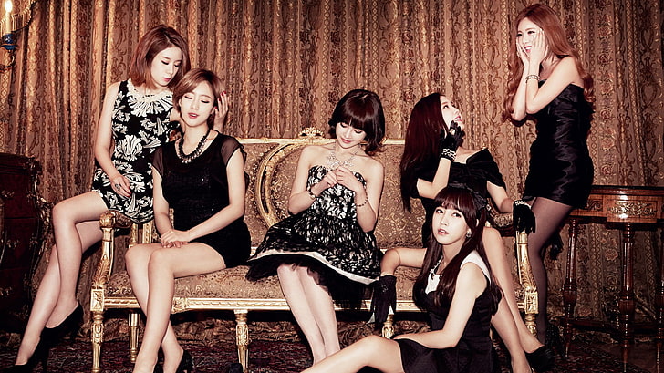 K-pop, Asian, T-ara, women, group of women, sitting, standing