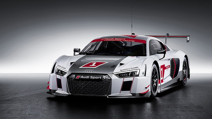 white and black coupe, Audi R8  LMS, mode of transportation, car