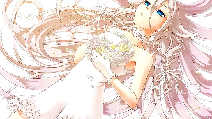 anime, anime girls, Vocaloid, IA (Vocaloid), wedding dress, HD wallpaper