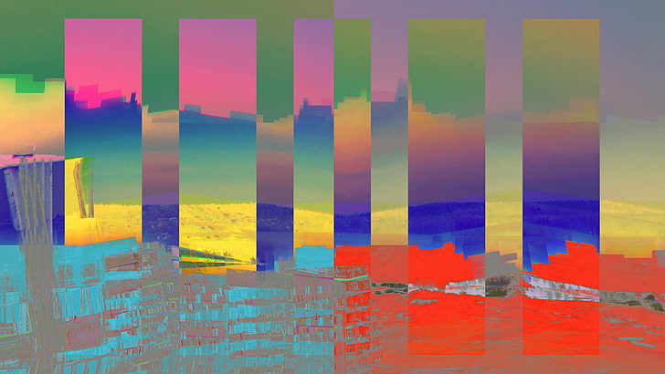 glitch art, abstract, LSD, multi colored, no people, digital composite