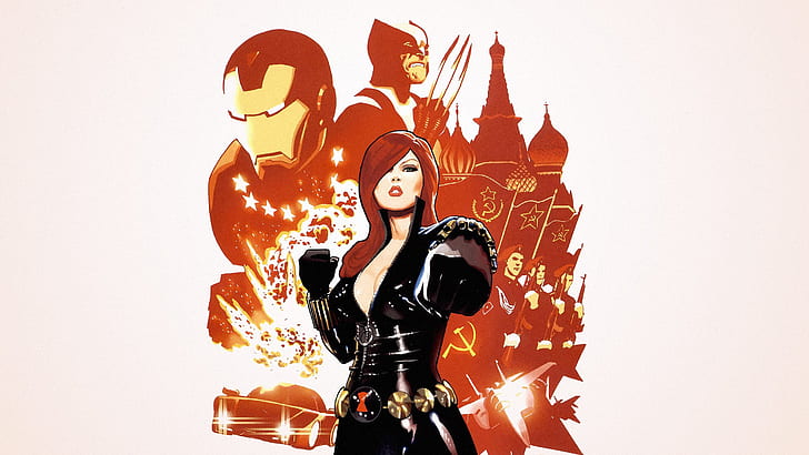 Marvel Comics, Black Widow, Iron Man, Wolverine, USSR, HD wallpaper