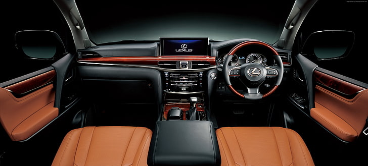 Lexus, black, interior, Lexus LX 570, test, HD wallpaper