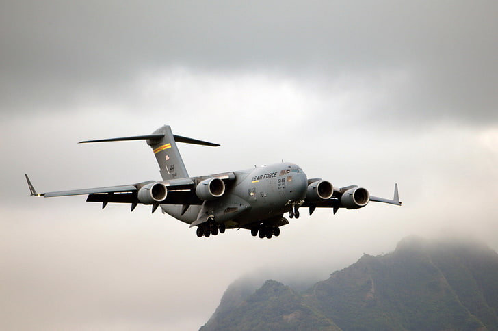 US Air Force, Boeing C-17 Globemaster III, warplanes, sky, transportation