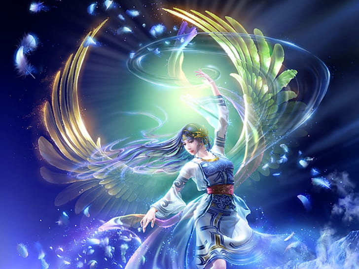 Fantasy Angel Of Light Desktop Background
