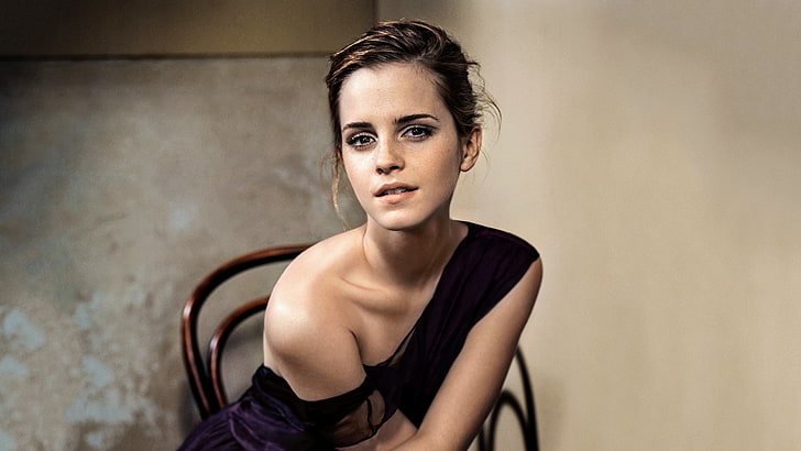 Emma Watson, women, brunette, actress, young adult, portrait, HD wallpaper