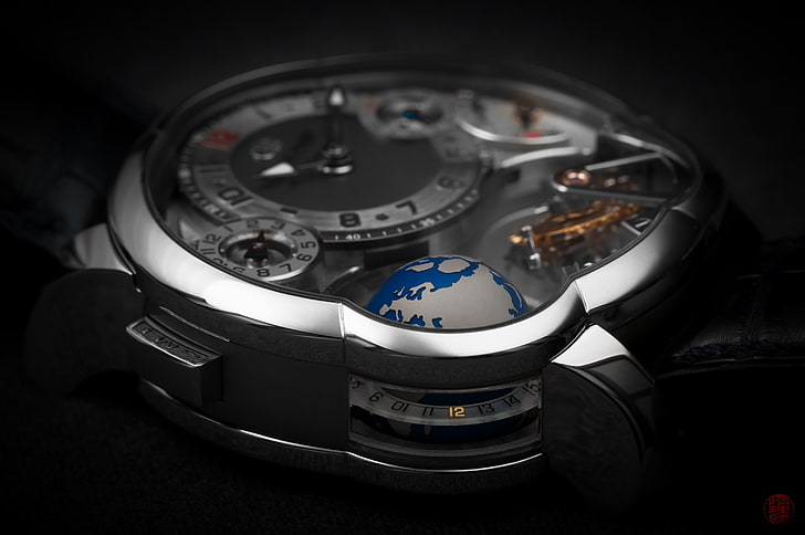 round silver-colored chronograph watch, luxury watches, Greubel Forsey, HD wallpaper