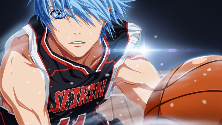 look, the ball, guy, blue hair, art, muscles, sports uniforms, HD wallpaper