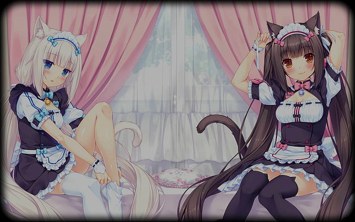 maid outfit, Neko Para, thigh-highs, Vanilla (Neko Para), anime girls