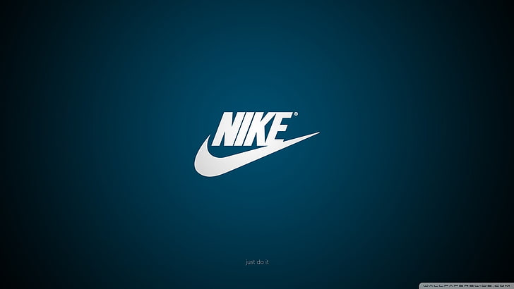 Nike wallpaper, logo, blue, blue background, communication, text