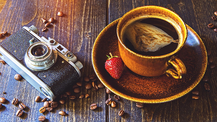 coffee, coffee cup, turkish coffee, drink, strawberry, flavor, HD wallpaper