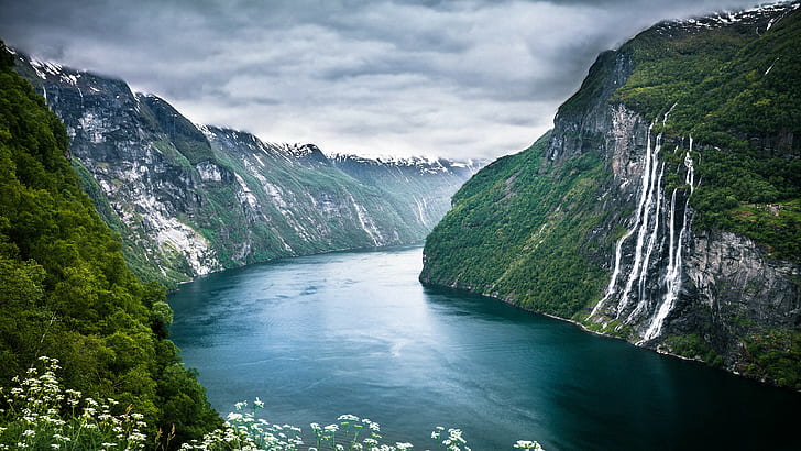landscape, nature, water, mountains, Norway
