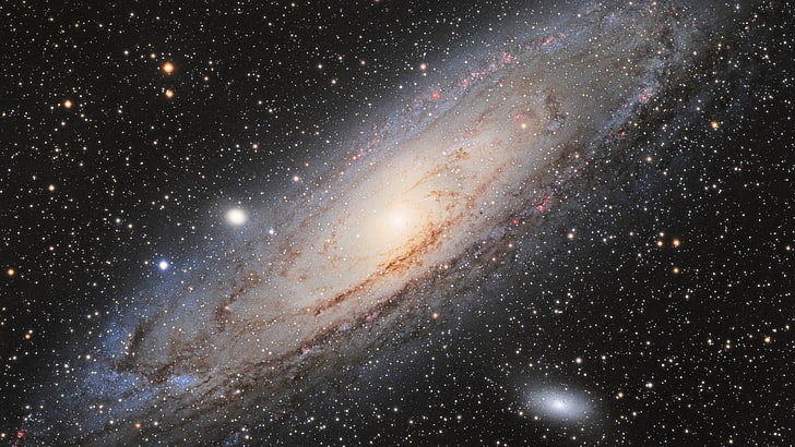 galaxy illustration, space, spiral galaxy, planet, universe, Messier 31, HD wallpaper