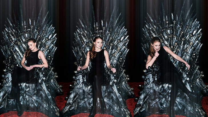 collage, Sophie Turner, Iron Throne, women, Game of Thrones