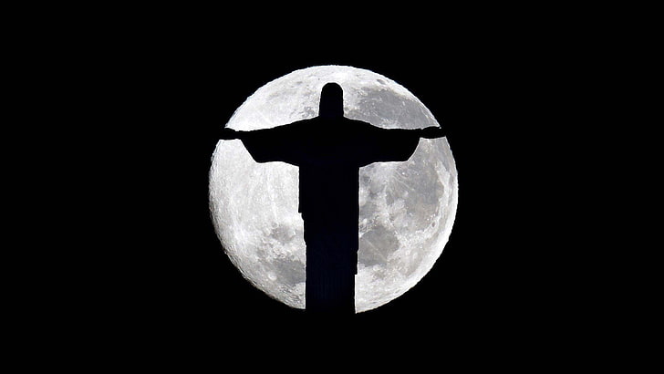 black background, Brasil, Christ The Redeemer, Christianity, HD wallpaper
