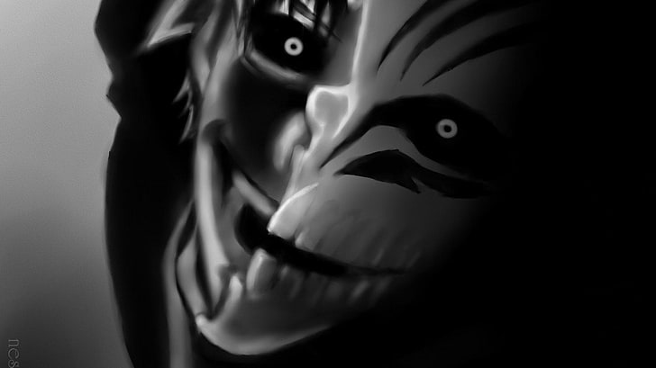 white and black mask, Bleach, anime, monochrome, human Face, people