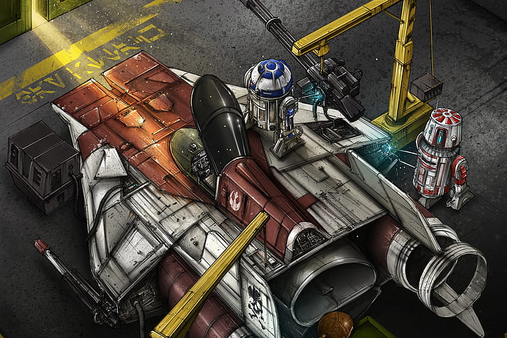 Figure, Fighter, Star Wars, R2D2, Art, Illustration, R2-D2