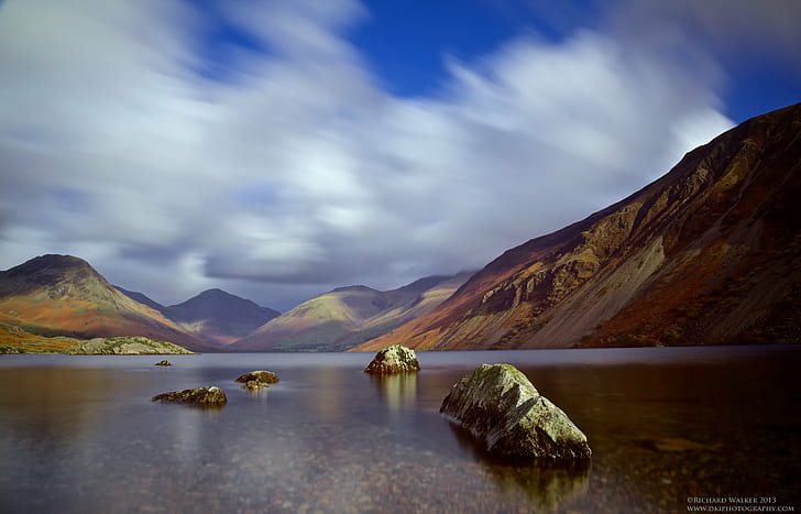in distance photo of mountains and body of water, wastwater, wastwater, HD wallpaper