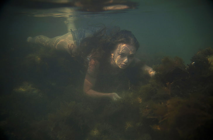 underwater, swimming, women, Milena D, one person, sea, nature, HD wallpaper
