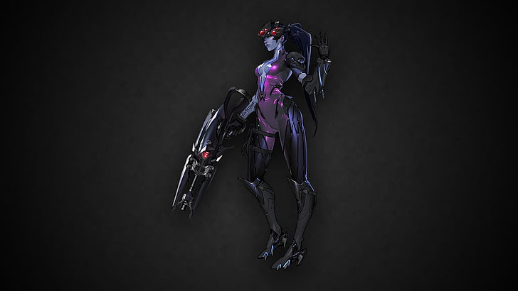 black and purple robot illustration, Overwatch, video games, digital art