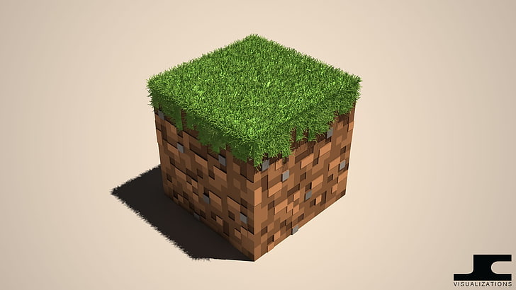 Minecraft game application, cube, video games, green color, no people