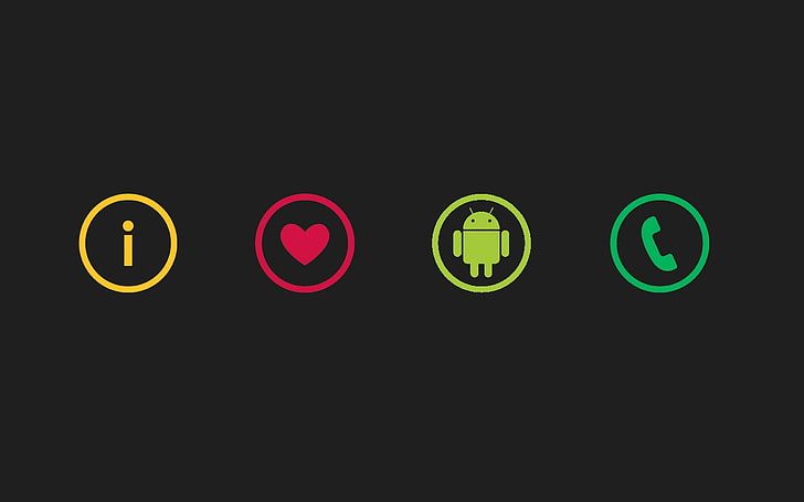 four smartphone logos, Android (operating system), illuminated