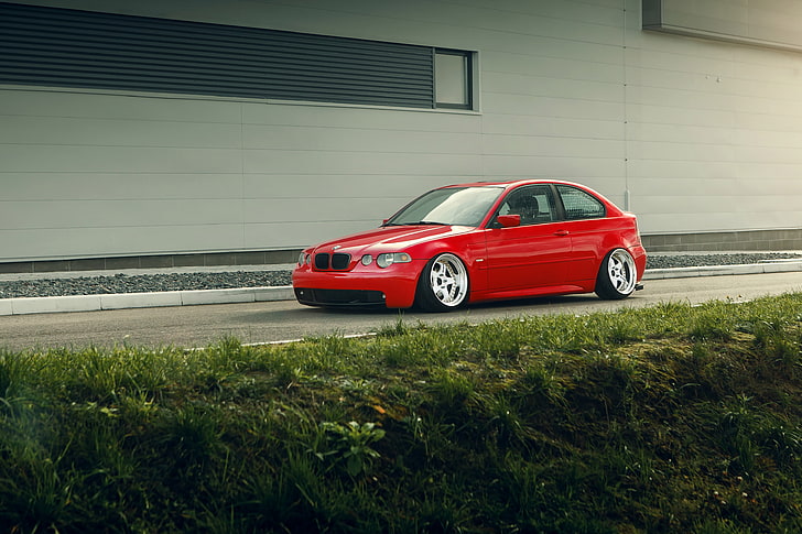 BMW, BMW 3, BMW E46, E46 Compact, Stance, Work Wheels, red, HD wallpaper