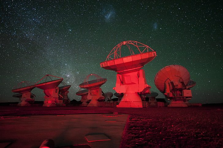 the sky, stars, antenna, radio telescope