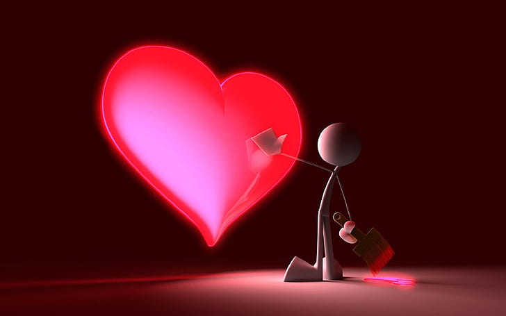 3D Love Paint HD, white stickman, creative, graphics, creative and graphics, HD wallpaper