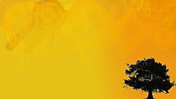 abstract, vector art, plant, tree, yellow, orange color, sky, HD wallpaper