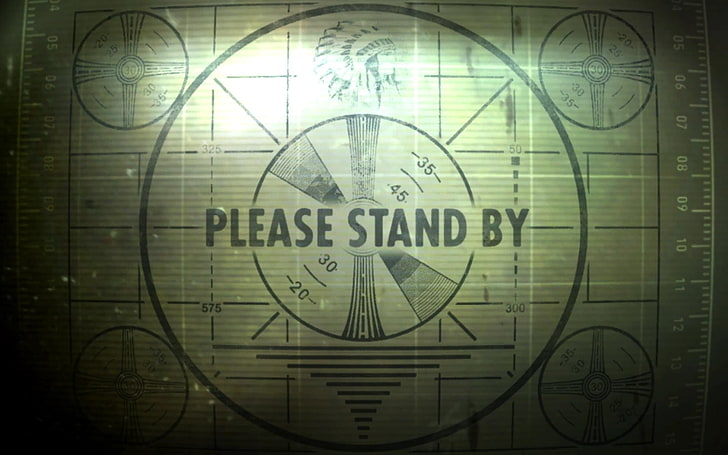 Please Stand By illustration, Fallout 3, test patterns, vintage, HD wallpaper